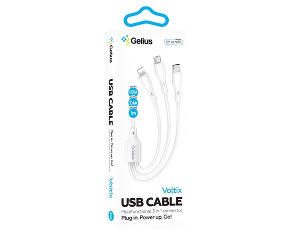 Кабель USB 3в1 Gelius Voltix GP-UCN015 білий Аврора відгуки