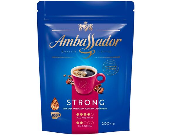 Кава розчинна сублімована Ambassador Strong 200 г Аврора з доставкою