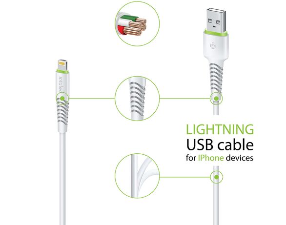 Кабель USB-Lightning Intaleo CBFLEXL1 бiлий 1,2 м картинка 3 в інтернет-магазині Аврора