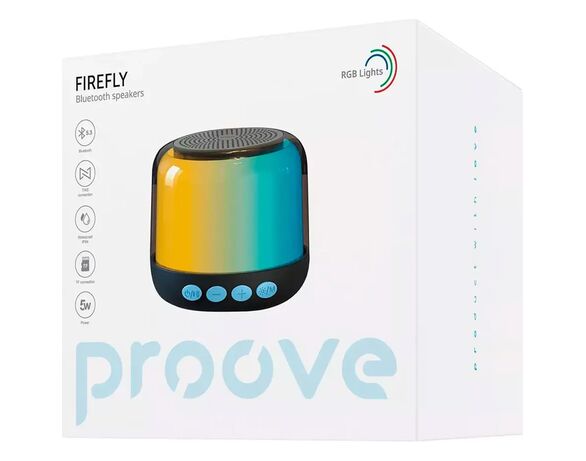Колонка портативна акумуляторна з підсвіткою Proove Firefly чорна 5 Вт Аврора картинка 5 фото