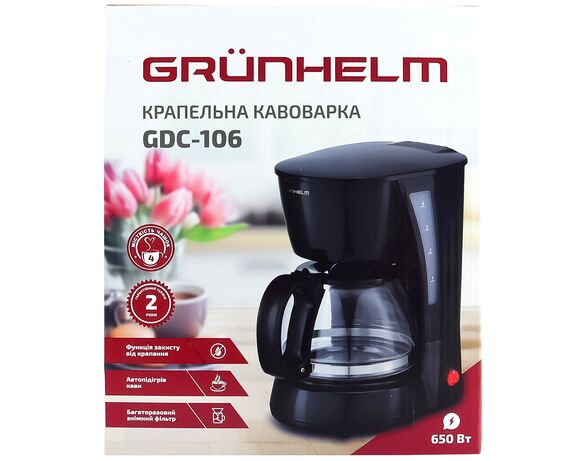 Кавоварка крапельна GRUNHELM GDC-106 0,6 л 650 Вт Аврора вартість