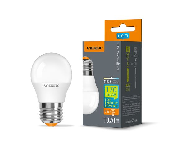 Лампа LED VIDEX G45h 6Вт E27 біле світло 4100K Аврора ціна