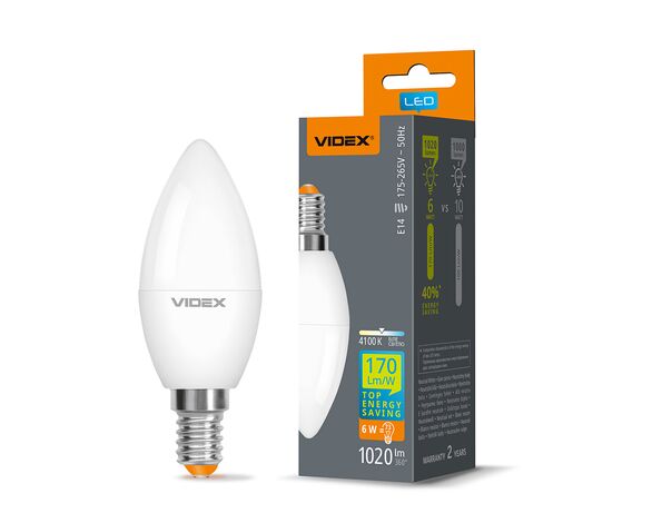 Лампа LED VIDEX C37h 6Вт E14 біле світло 4100K Аврора дешево