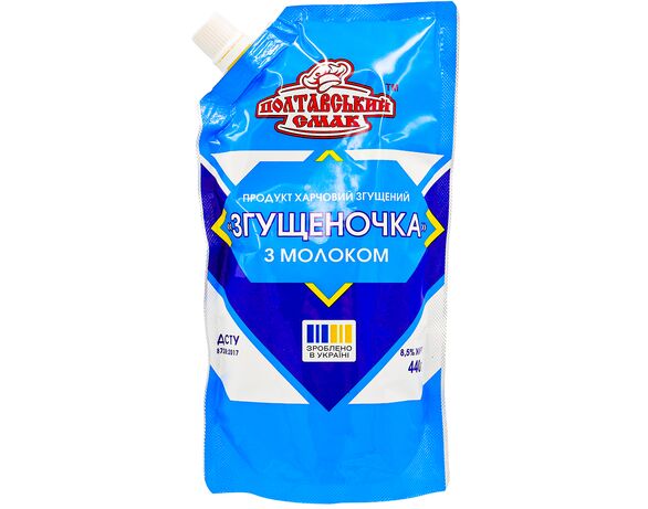 Продукт харчовий згущене молоко Полтавський смак 8,5%, дой-пак 440 г в інтернет-магазині Аврора