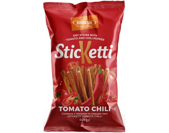 Соломка солона КИЇВХЛІБ STICKETTI TOMATO CHILI 80 г Аврора фото