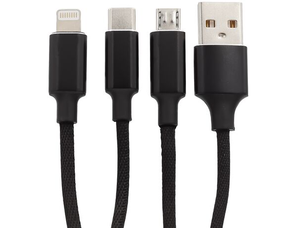 Кабель USB 3в1 Grand-X PX-31B чорний 1 м Аврора картинка 3 недорого