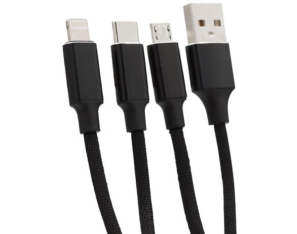 Кабель USB 3в1 Grand-X PX-31B чорний 1 м Аврора картинка 4 недорого