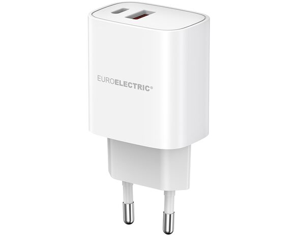 Адаптер зарядний мережевий EUROELECTRIC USB-A+Type-C 30 Вт білий картинка 2 в Аврорі