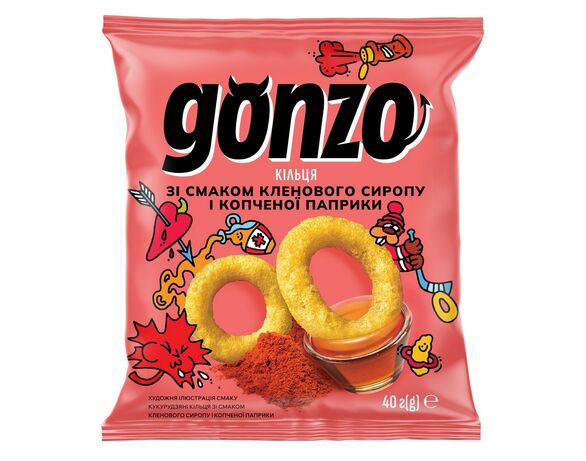 Кільця кукурудзяні Gonzo Кленовий сироп, копчена паприка 40 г Аврора вартість