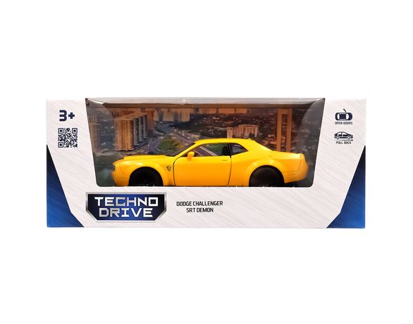 Автомодель іграшкова TechnoDrive Dodge Challenger SRT Demon жовта, червона в Аврорі