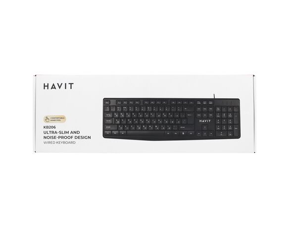 Клавіатура дротова HAVIT KB206 USB чорна Аврора картинка 7 фото