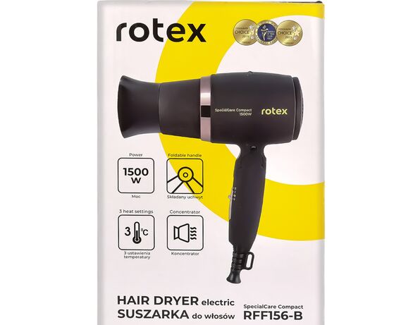 Фен для волосся Rotex RFF156-B SpecialCare Compact 3 швидкості 1500 Вт Аврора картинка 4 недорого