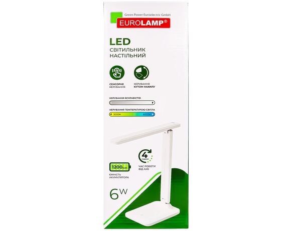 Світильник настільний LED акумуляторний EUROLAMP Type-C 1200 мАh білий 6 Вт Аврора картинка 3 відгуки
