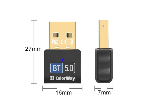 Адаптер мережі Bluetooth USB ColorWay BT 5.0 чорний картинка 3 в Аврорі
