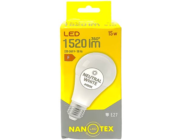 Лампа NANOTEX A65 15W E27 4100K 220V	 Аврора ціна