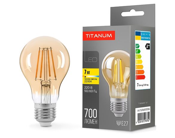 Лампа Titanum Filament A60 7W E27 2200K 220V Аврора каталог