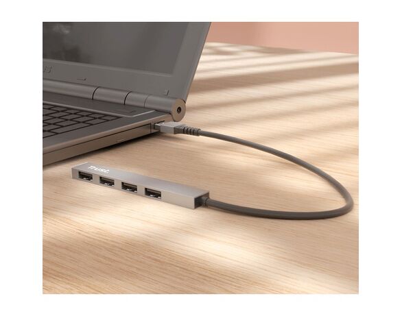 Концентратор мережевий Trust Halyx USB+4USB-А сірий Аврора картинка 6 вартість