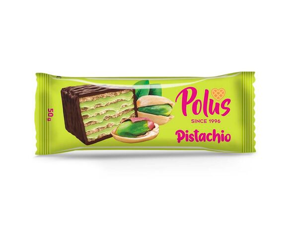 Торт вафельний глазурований POLUS з фісташкою 50 г Аврора недорого