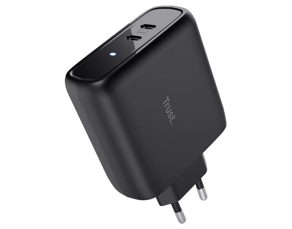 Адаптер зарядний мережевий Trust Maxo PD 2USB-C чорний Аврора картинка 3 вартість