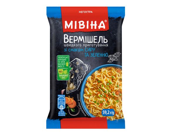 Вермішель швидкого приготування негостра Мівіна Сир та зелень 59,2 г Аврора купити