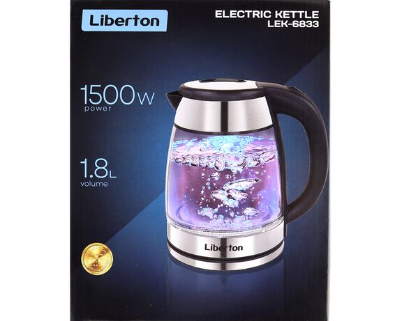 Чайник електричний скляний LIBERTON LEK-6833 1,8 л 1500Вт Аврора картинка 5 каталог