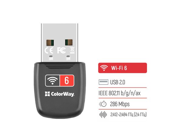Адаптер мережі WiFi USB СolorWay CW-AD-W1 чорний Аврора картинка 4 ціна