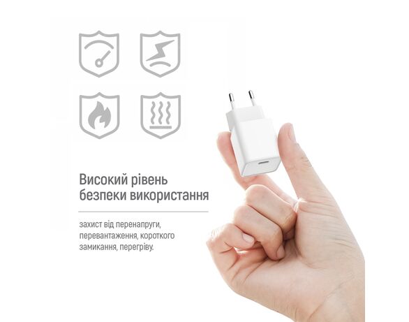 Адаптер зарядний мережевий ColorWay CHS059PD Type-C білий Аврора картинка 9 дешево