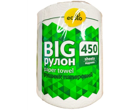 Рушник паперовий Ecolo Big білий 2 шари, 450 відривів, 1 рулон в інтернет-магазині Аврора