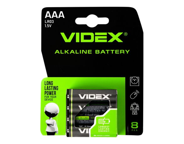 Набір батарейок алкалайн VIDEX LR03 AAA 8шт/уп в Аврорі