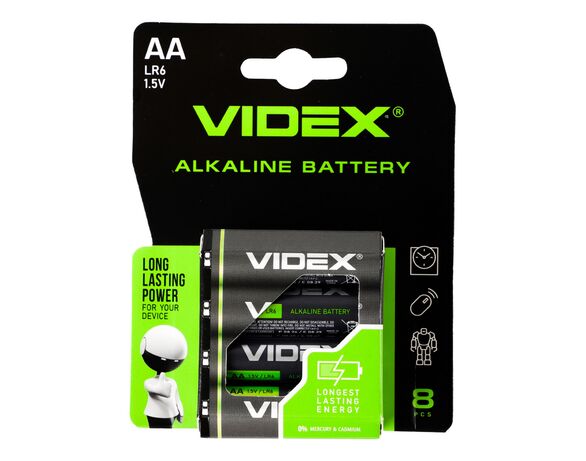 Набір батарейок алкалайн VIDEX LR6 АА 8 шт/уп Аврора відгуки