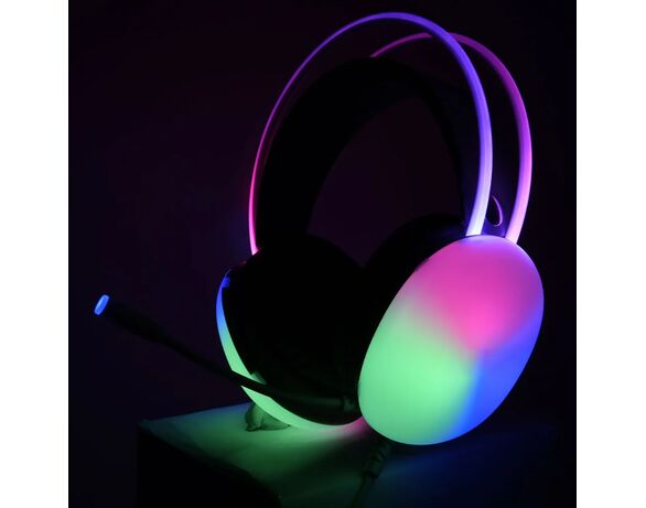 Навушники накладні дротові з підсвіткою RGB Аврора картинка 4 дешево