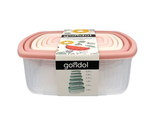 Набір контейнерів харчових пластикових Gondol Garner 6 шт/уп. картинка 2 в інтернет-магазині Аврора