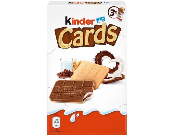 Вафлі Kinder Cards з молочною, какао начинкою 76,8 г Аврора фото