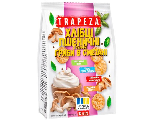 Хлібці-міні пшеничні TRAPEZA Гриби в сметані 90 г в інтернет-магазині Аврора
