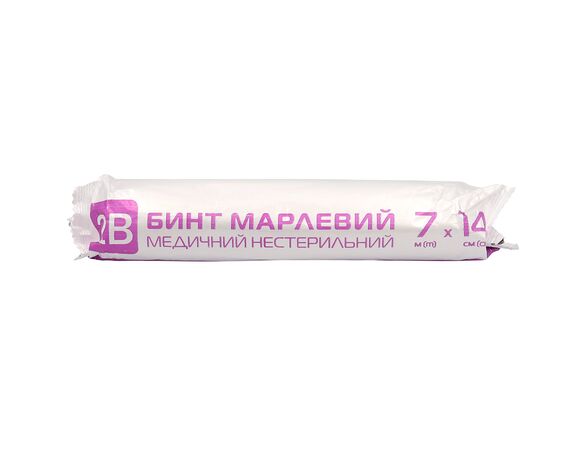 Бинт марлевий медичний нестерильний 2B 7 м х 14 см Аврора вартість