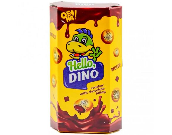 Крекер солодкий ОБА НА! Hello Dino з шоколадною начинкою 50 г Аврора з доставкою