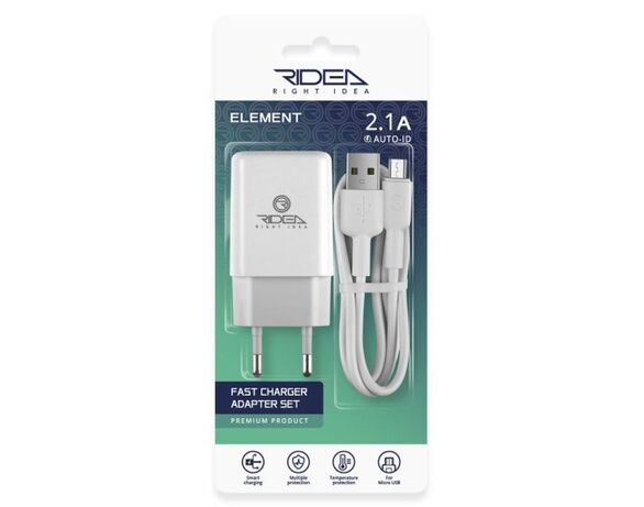 Пристрій зарядний мережевий Ridea RW-11111 MicroUSB 1 м білий Аврора купити