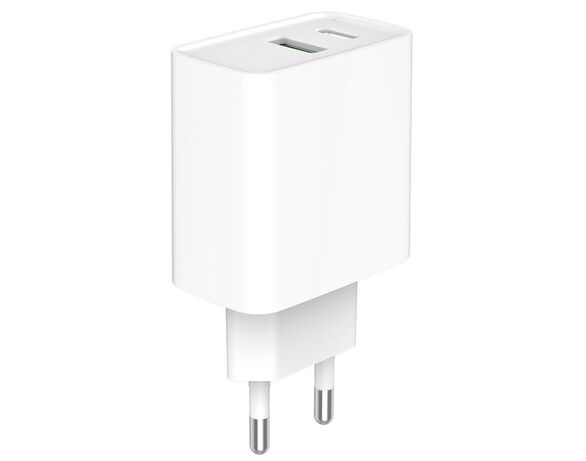 Адаптер зарядний мережевий Gembird TA-UC-PDQC20-01-W USB-А+Type-C білий Аврора картинка 3 купити