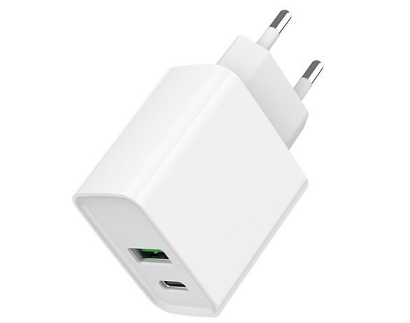 Адаптер зарядний мережевий Gembird TA-UC-PDQC20-01-W USB-А+Type-C білий Аврора картинка 5 дешево