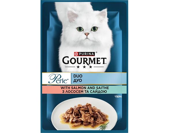 Корм для котів Gourmet Perle Лосось та сайда пауч 85 г в інтернет-магазині Аврора