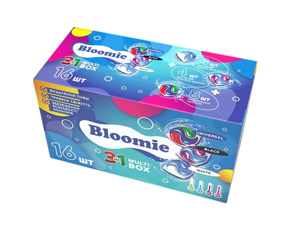 Капсули для прання Bloomie 3в1 MULTI BOX 18 г х 16 шт/уп Аврора картинка 2 фото