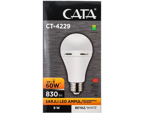 Лампа LED акумуляторна CATA CT-4229 9Вт Е27 біле світло 6400K Аврора купити
