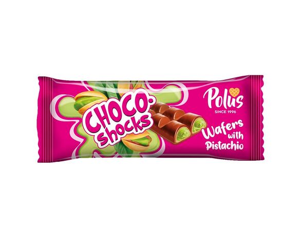 Вафлі глазуровані POLUS Choco-Shocks з фісташкою 45 г Аврора відгуки