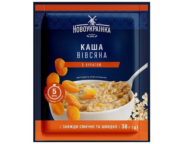Каша вівсяна миттєвого приготування Новоукраїнка з курагою 38 г Аврора картинка 2 дешево