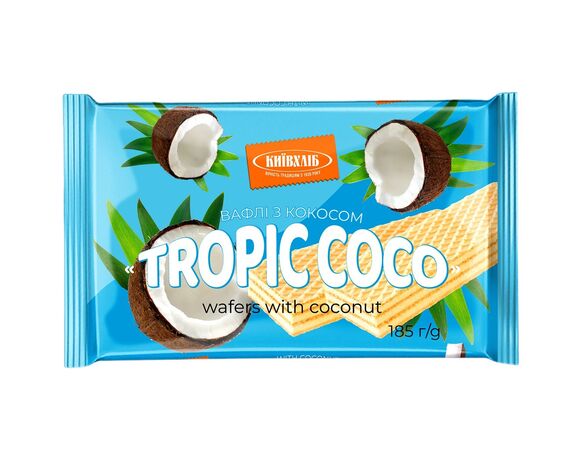 Вафлі КИЇВХЛІБ TROPIC COCO з кокосовою начинкою 185 г Аврора каталог
