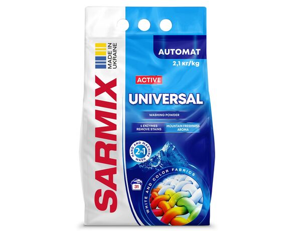 Порошок для прання автомат SARMIX Active Universal 2,1 кг Аврора відгуки