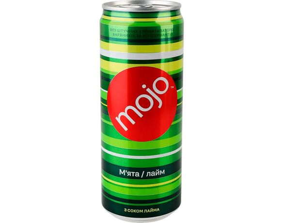 Напій соковмісткий безалкогольний сильногазований Mojo М'ята-лайм ж/б 250 мл Аврора купити