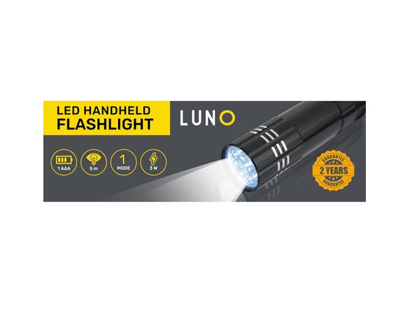 Ліхтарик ручний LED на батарейках металевий LUNO Аврора ціна