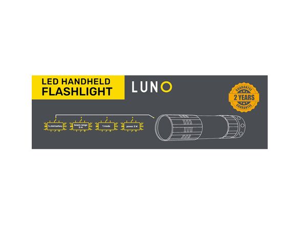 Ліхтарик ручний LED на батарейках металевий LUNO Аврора картинка 3 фото