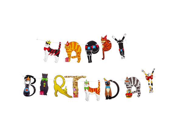 Розтяжка святкова Happy Birthday Котики Аврора каталог